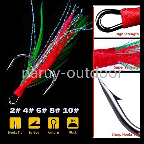 Confezione 50 ami da pesca in piuma ami forti per acuti misura 2 4 6 8 10 - Foto 7 di 11
