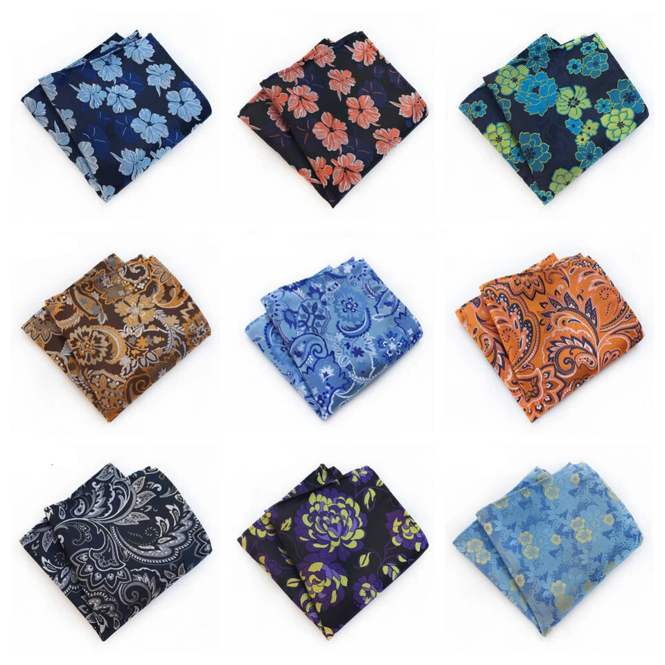 Herren Paisley Blumen Streifen Einstecktuch Hochzeit Taschentuch Taschentücher - Bild 1 von 1