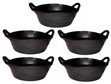 5x - 21L RUBBER SKIP FEED TROUGH INDESTRUCTIBLE FEEDING BUCKET FARM ANIMAL FEED