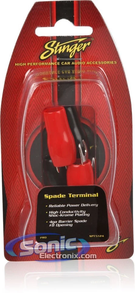 Stinger SPT5124 PRO Series Crimp-on 4 AWG Spade Terminals w/ #8 Openings - Image 2 of 2