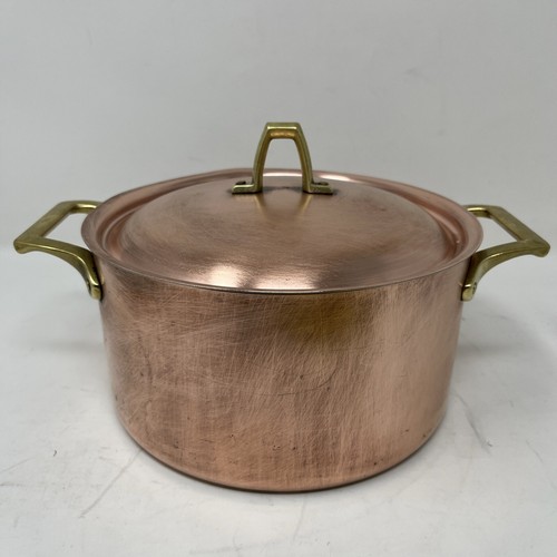 Paul Revere Limited Edition Copper 2 Quart Casserole Pan W/Lid Brass Handle - Picture 5 of 22