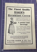1909 PRINT AD WALTER BAKER & CO BAKER'S BREAKFAST COCOA DORCHESTER MASS