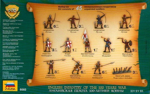 ZVEZDA FIGURE 1/72 - MEDIEVAL 8060 English Infantry of the hundred years war - Picture 2 of 3