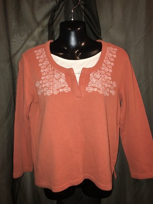 REBECCA MALONE Waffle Knit Blouse Top  Shirt  Women's MEDIUM 
