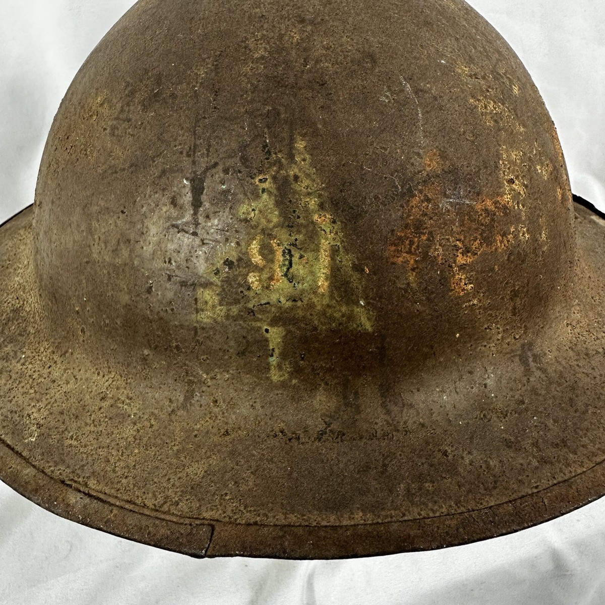Original WW1 Painted 91st Division Pine Tree Brodie Helmet Shell