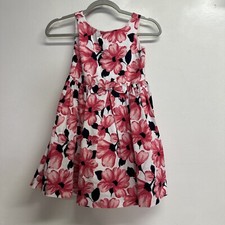 Janie And Jack Girls Pink And White Floral Sleeveless Sunday Dress Size 6 Lined