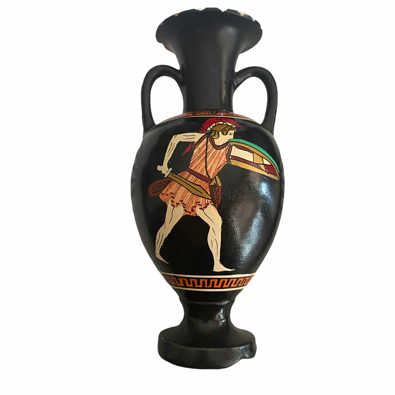Greek Art Pottery Mini Vase Urn Signed by D. Vassilopoulos Red Clay