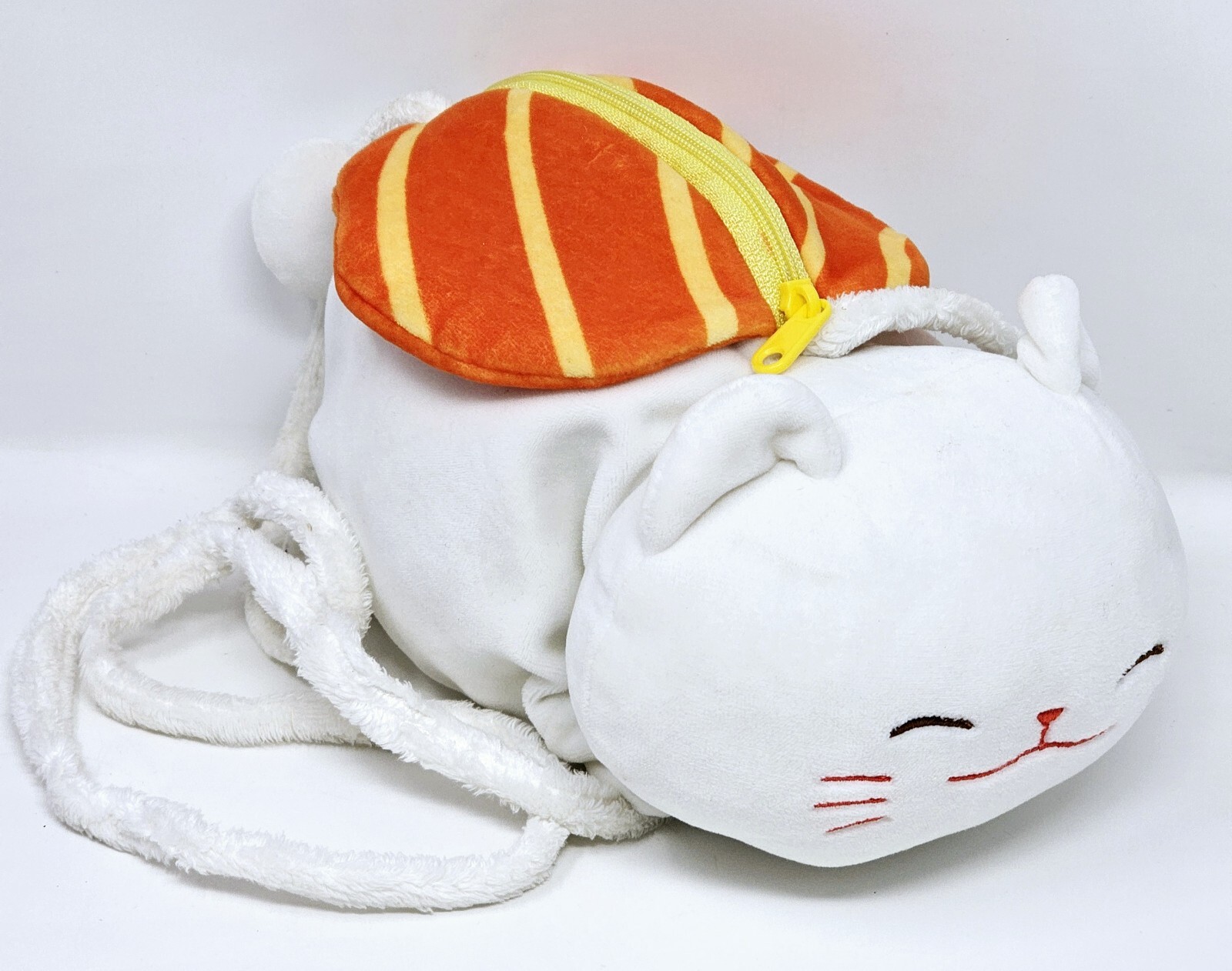 Miniso Life Squishable Stuffed Plush White Kitty Cat Kitten Crossbody Bag Bug