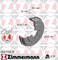 2X Zimmermann 250.1750.20 Bremstrommel FüR Ford