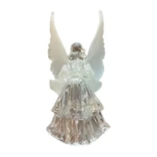 Angel Figurine With Frosted Wings  6” Acrylic Christmas Accent Decor