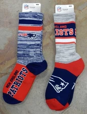 2 Pack NFL New England Patriots Socks Gift Dress Medium Double Deuce Retro Crew