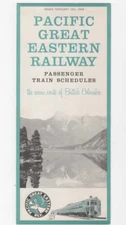 Pacific Great Eastern Railway Schedule 1959  British Columbia