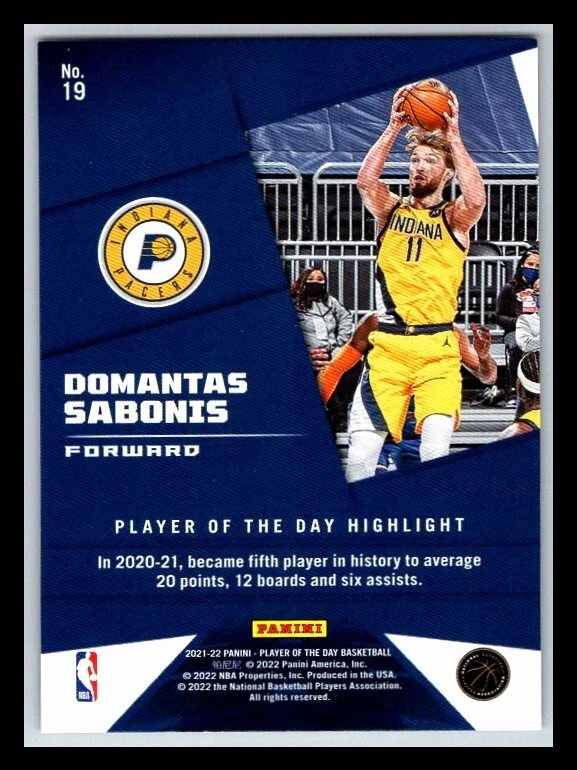 2021-22 Panini Player of the Day Moon Lava #19 Domantas Sabonis 019/199 !! - Image 2 of 2