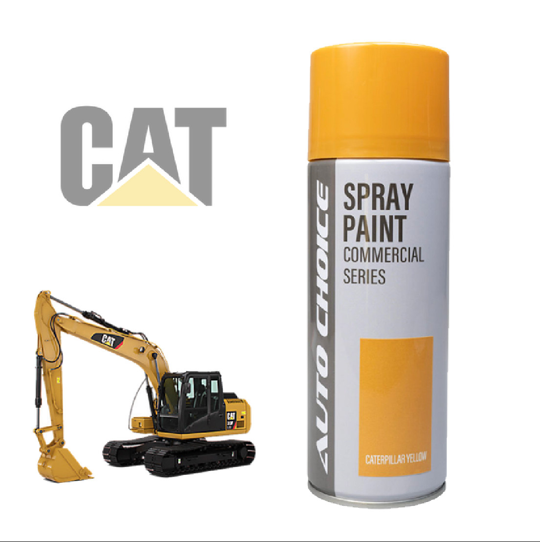 CATERPILLAR Gloss Tractor Spray Paint Aerosol Rattle Can CAT Yellow 400ml