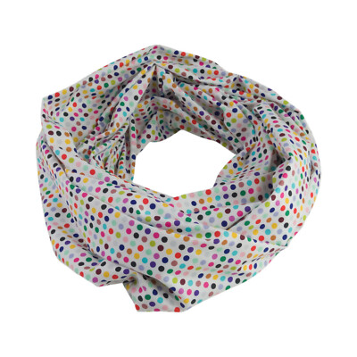 Damen-Loopschal Punkte Pünktchen weiß bunt ca. 25 cm x 140 cm - 100% Baumwolle