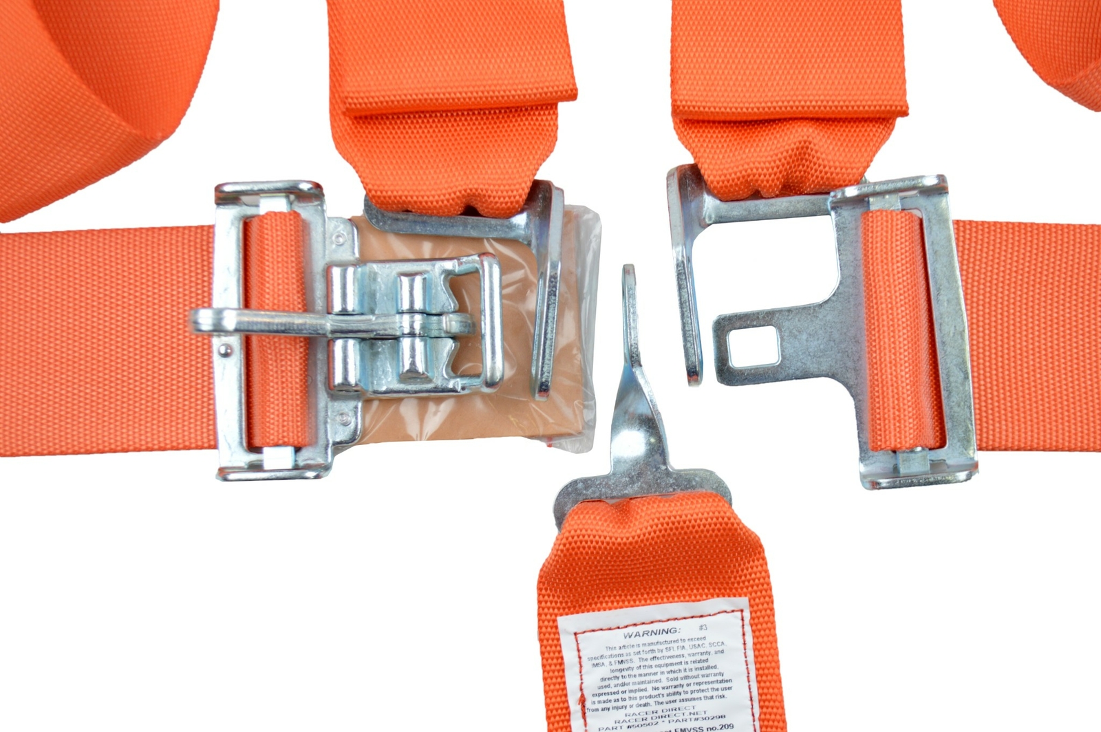 ORANGE SEAT BELT 3" RACING HARNESSES SFI 16.1 APPROVED FLOOR MOUNT BOLT