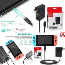 US 2 Pcs Charging Cable AC Adapter Power Supply For Nintendo Switch Wall Plug