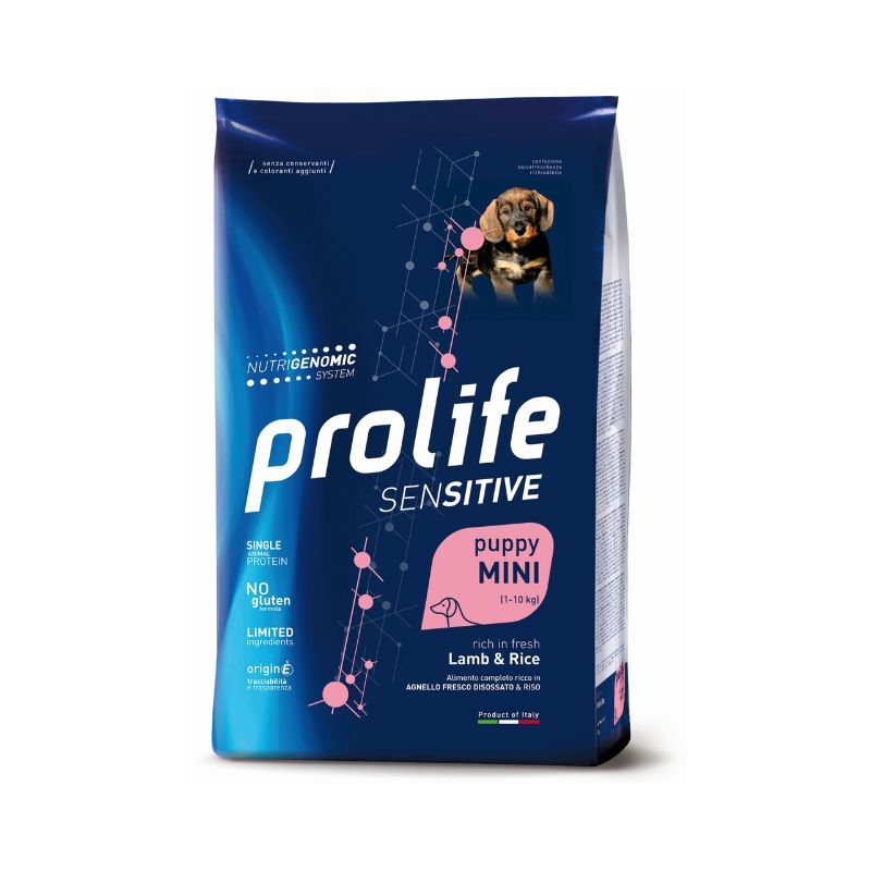 Scheda Tecnica Prolife Puppy Sensitive Agnello Riso Mini 2kg - Prezzo