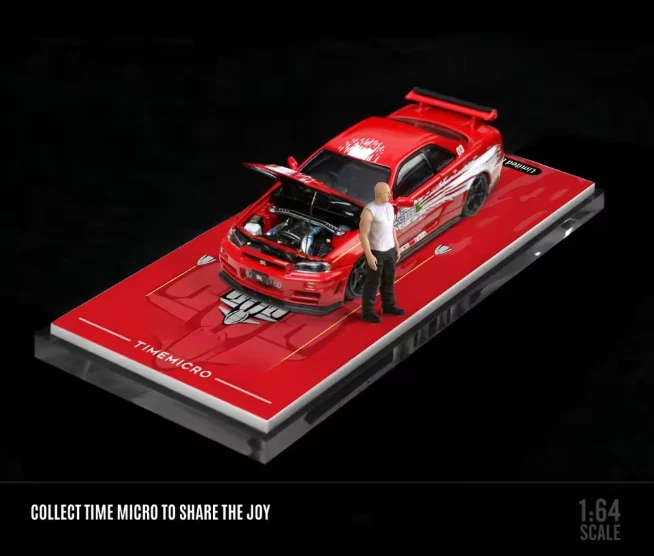 TimeMicro 1:64 R34 Nissan Skyline Fast & Furious Modello di auto rosso - Immagine 2 di 3