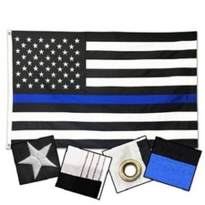 3x5 Blue Line American Flag Embroidered & Sewn Back the Blue