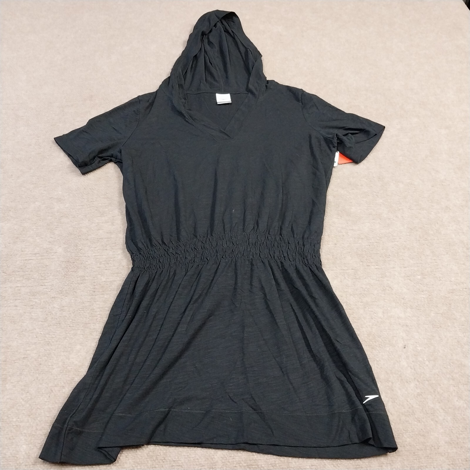 Speedo Womens L Black Short Sleeves VNeck Beach Pool Cover Up Hoodie