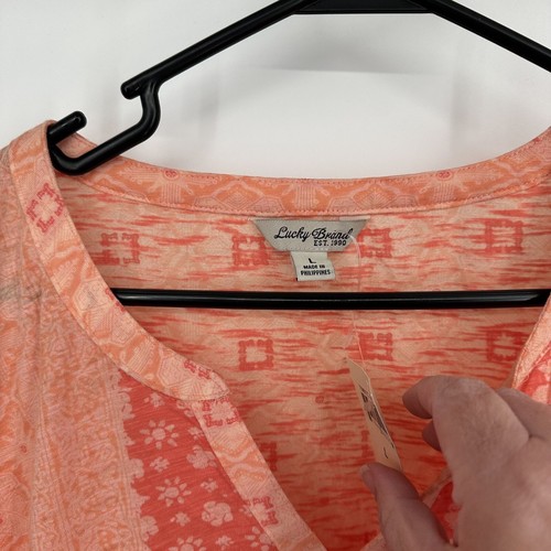 Lucky Brand Orange Bluse Langarm Neu mit Etikett Größe L - Bild 3 von 6