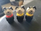 Vintage Fisher Price Little People 3 Black Plastic Dogs with Collars