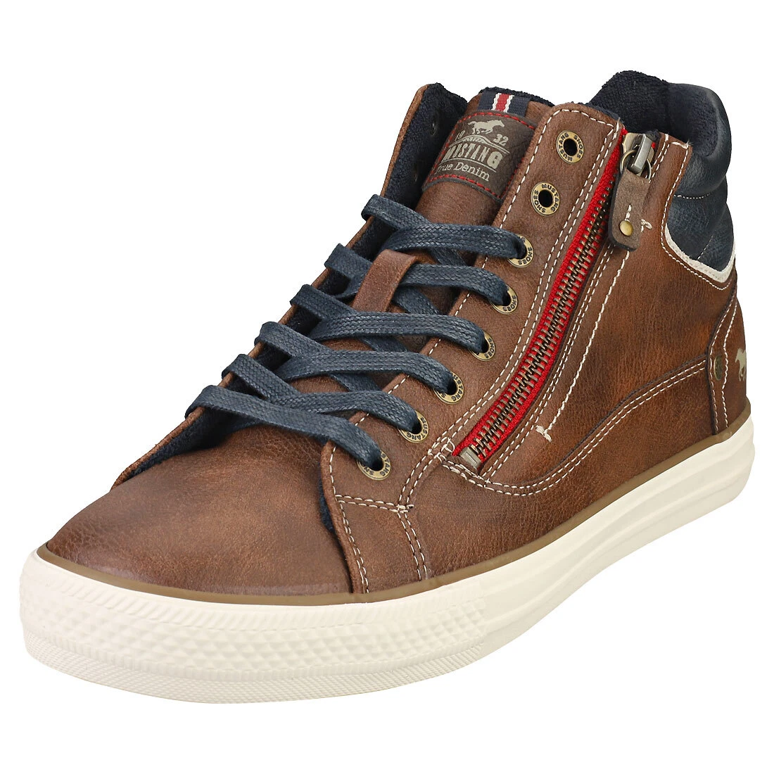 Mustang Side Zip Sneaker Homme Brown Baskets D contract eBay