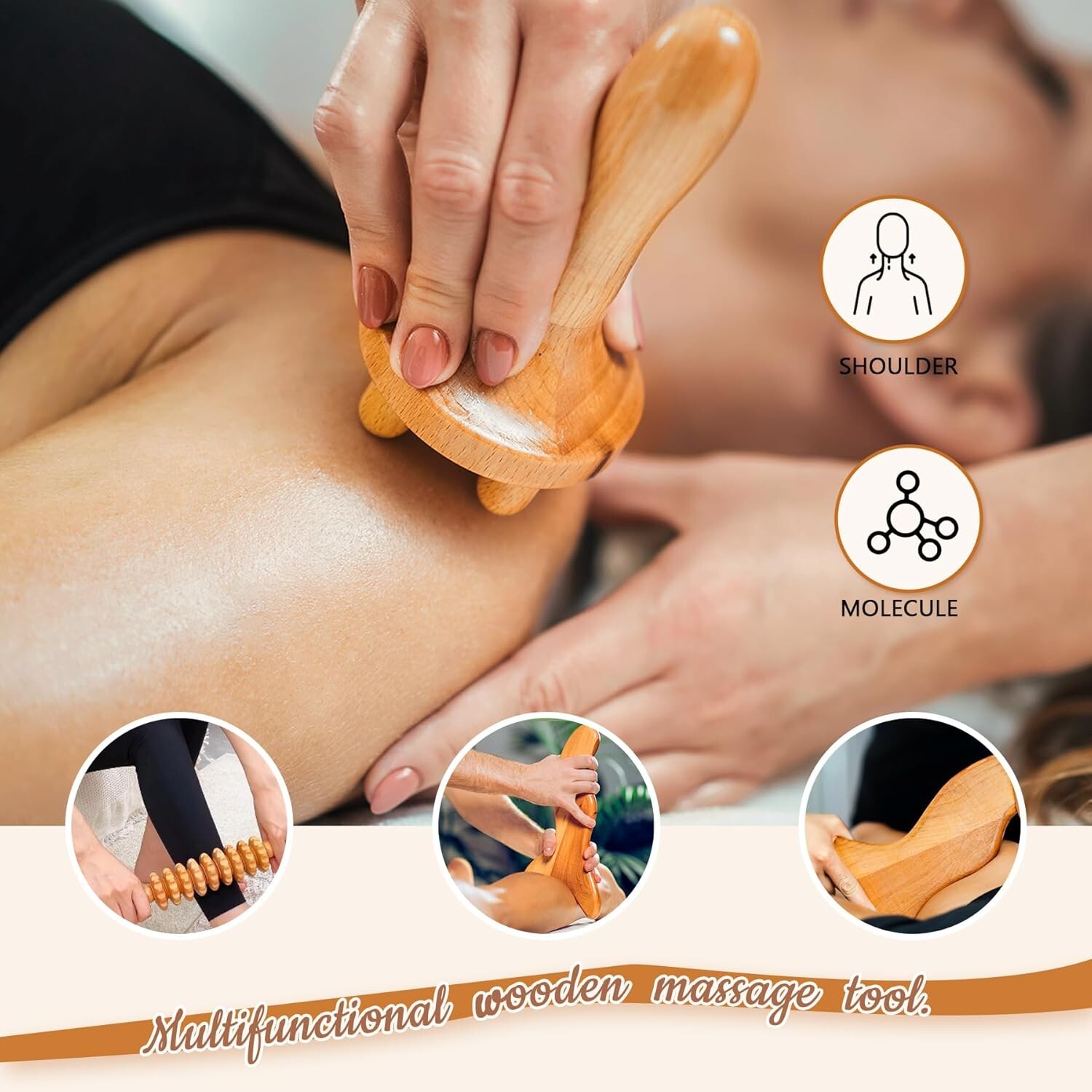 💥NIB 16 Pcs Wood Massage Set - Lymphatic Drainage, Pain Relief, Circulation💥