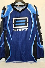 Men's Shift Recon Racing Shirt Size M Long Sleeve V-Neck Pullover Blue Dirt Bike