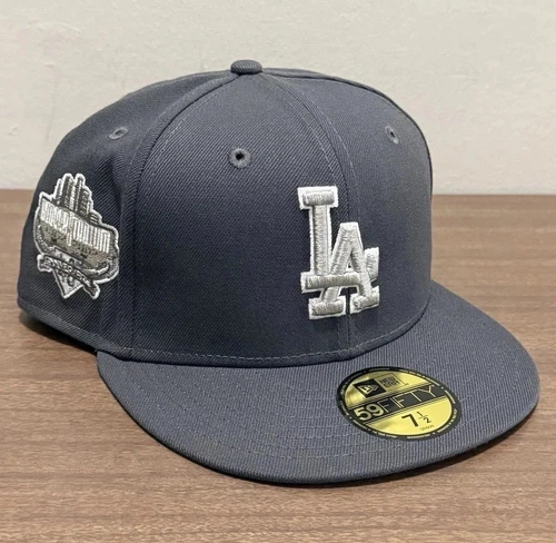 Los Angeles Dodgers New Era 59Fifty Dark Graphite 40th Anniv Fitted Hat Sz 7 1/2