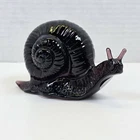 Signed Fenton 06 Glass Snail Figurine 5234 Plum Aubergine Purple Paperweight