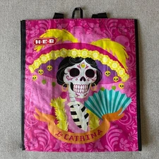 Sugar Skull Male & Female Large Reusable Tote Bag TJ Maxx Day of the Dead