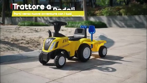 HOMCOM Trattore per Bambini Cavalcabile con Rimorchio Età 12-36 Mesi Giallo - Video 1 di 1