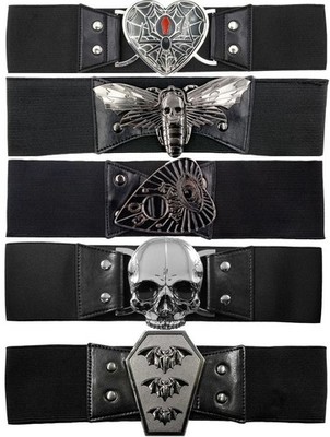 Kreepsville Waist Elastic Belt Spider Heart Death Moth Skull Ouija