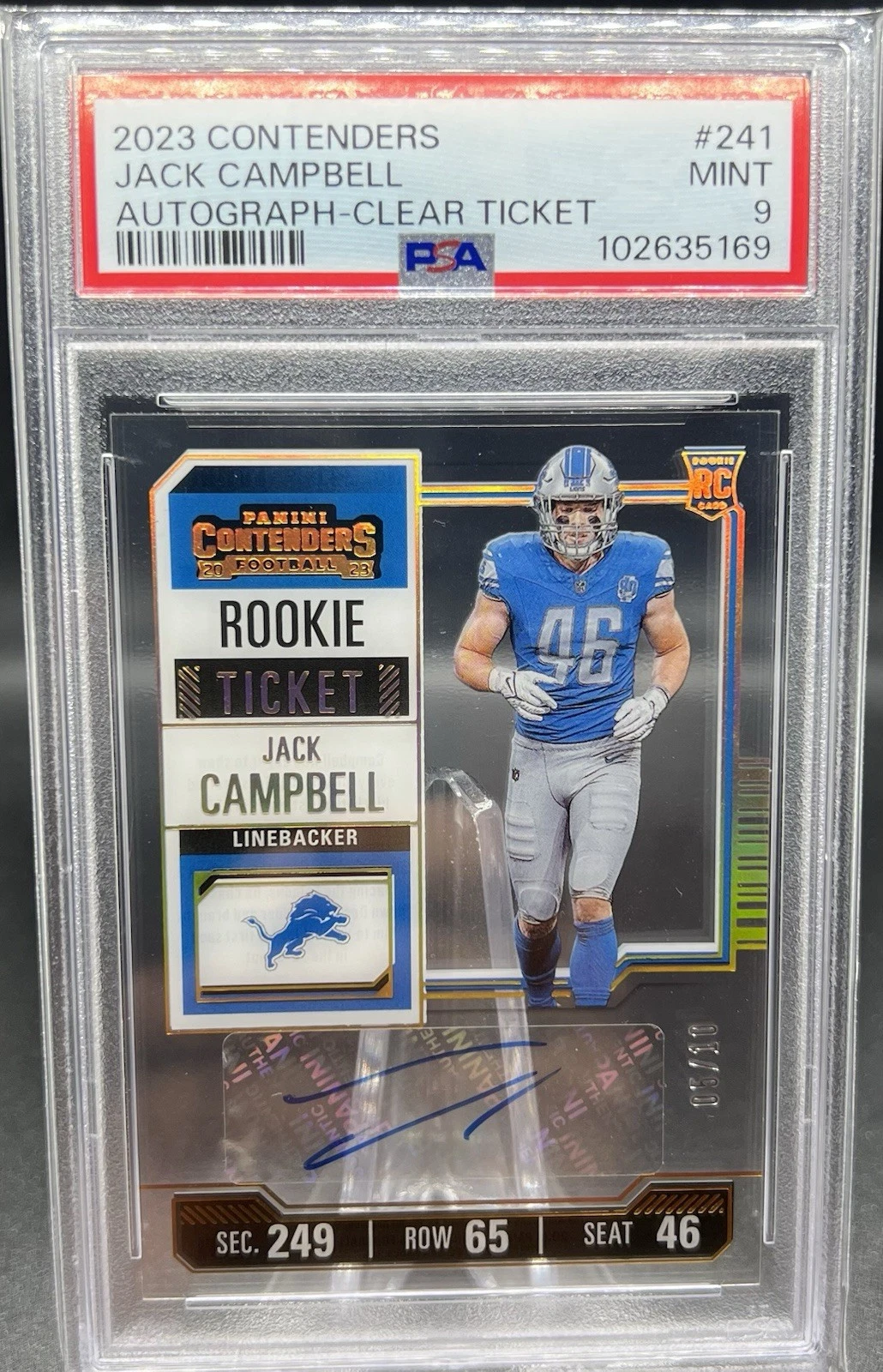 Jack Campbell Panini Contenders #241 Autograph-Clear Ticket