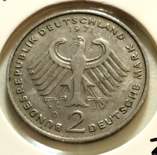 1971 D   Germany 2 Deutsche Mark Coin  - KM#A127 -  (IN#16330) Combined Shipping