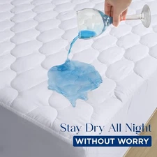 Waterproof Mattress Protector Quilted Fitted Cover Stretches up to 16 Inche Deep