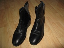 BERTIE Ladies Black Leather Pull-On Ankle Boots, Size 6 (39) Very Good Condition
