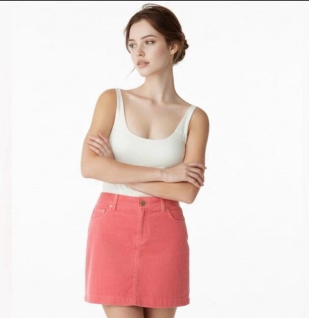 LILLY PULITZER Skirt Corduroy Front Zip A Line Mini Pink Palm Beach Fit