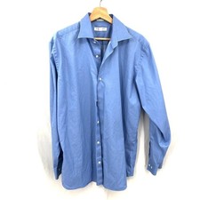 BANANA REPUBLIC Cotton Long-Sleeve Button up dress Shirt Blue L 16-16 1/2 Fitted