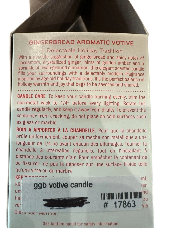 Thymes Gingerbread Candle 60g 2oz Aromatic Votive Glass In Box Discontinued - Image 4 of 4