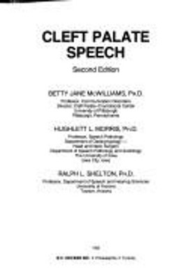 Cleft Palate Speech Hardcover Morris, Ting, McWilliams Shelton