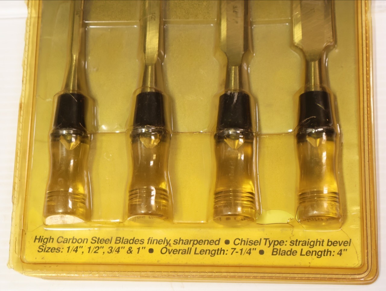 (4) Pc. Wood Chisel Set w Clear PVC Handles / No. 42429 / NOS / MTT