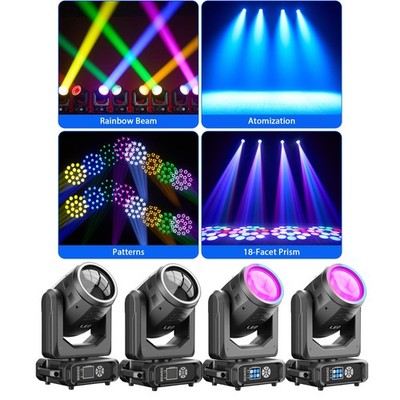 4PCS ZOOM 250W LED Moving Head Light W/ RGB Strip DMX Gobo Beam Stage DJ Disco
