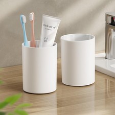 Toothbrush Cup 13.75oz 390ml with Non-Slip Pad, Easy to Clean Bathroom Cup 2P...