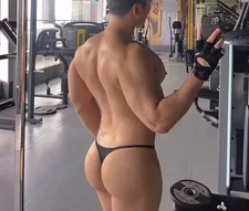 New Men's Sexy Simple Black Bikini Thong w/Hang Free Contoured Pouch - Gay