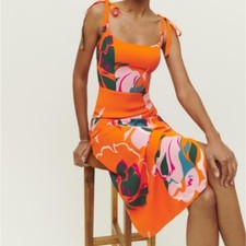 Reformation "Besse" Tie Shoulder Midi Dress in Color Electra Size 0