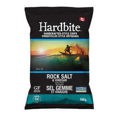 Hardbite Rock Salt and Vinegar All Natural Potato Chips, 150g/5.3oz.,