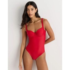 Quince Italian Underwire One-Piece Swimsuit Cherry Red Size Small NEW NWT